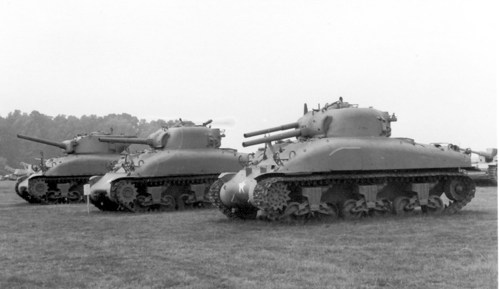 Prototypes of three M4 Flame Tanks Designs Under Construction on August 9th 1945