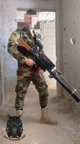 Judging from the uniform, boots and English markings on jammer in this twitter photo.  The photo shows either an Iraqi soldier or US supported Kurdish fighter somewhere in the Mid-East.