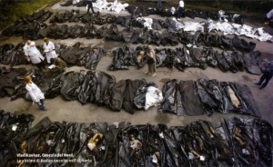 The morgue filled with the Victims of the  Beslan Terrorist Attack..