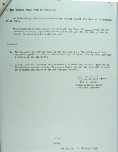 <strong>Section 22 Current Statement 300 -- 19 March 1945 </strong> Source: RAAF Command Headquarters - RCM [Radio Counter Measure] current statements - Section 22, 676/4A11 PART 7, File National Australian Archive
