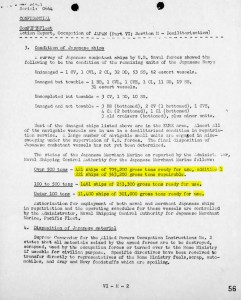 Japanese Merchant Fleet status 11 Sept 1945 -- Source: FIFTH FLEET Action Report, Occupation of JAPAN Aug 15, 1945 thru Sept. 8, 1945 (Part VI ; Section M - Demilitarization) Page VI-M-2 (56)