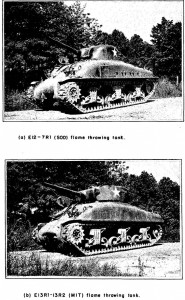 M5-4 (E12-7R1) and E13-13 flamethrowers in M4A1 and M4A1(76) tanks