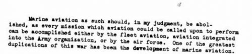 The text passage from General Richardson's December 1944 testimony on Marine Aviation to the Congressional Committee on Defense Unification