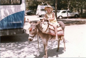 Blondie at Olympia, on a donkey hardly bigger than a large dog.