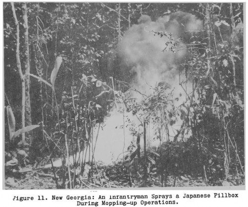 New Georgia thin flame fuel attack -- from 'Portable flame thrower operations in World War II '