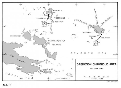 Map 5  Operation CHRONICLE Area 30 June 1943 -- Source: US Army in World War 2, "Cartwheel: The Reduction of Rabaul"