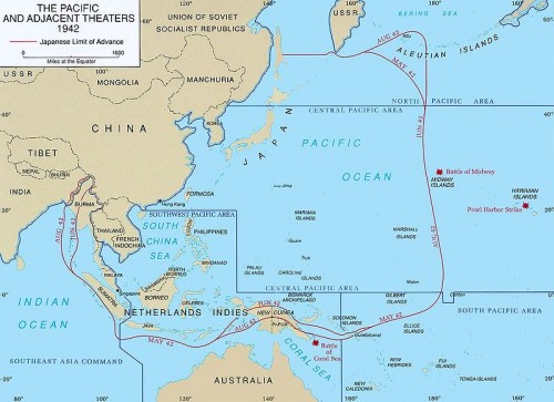 Pacific Theater Areas Map for 1942