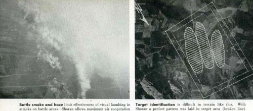 The Shoran strike photo on the left and the BDA on the right are from pg 54 from Radar Magazine No 10. The battlefield smoke in this photo would have been a regular every day occurrence if Kyushu had been invaded. 