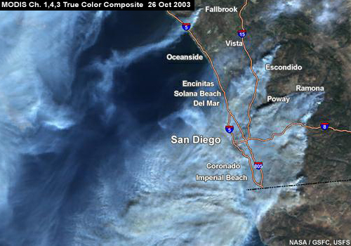 Satellite Photos of Southern California Grass Fire Smoke Plumes